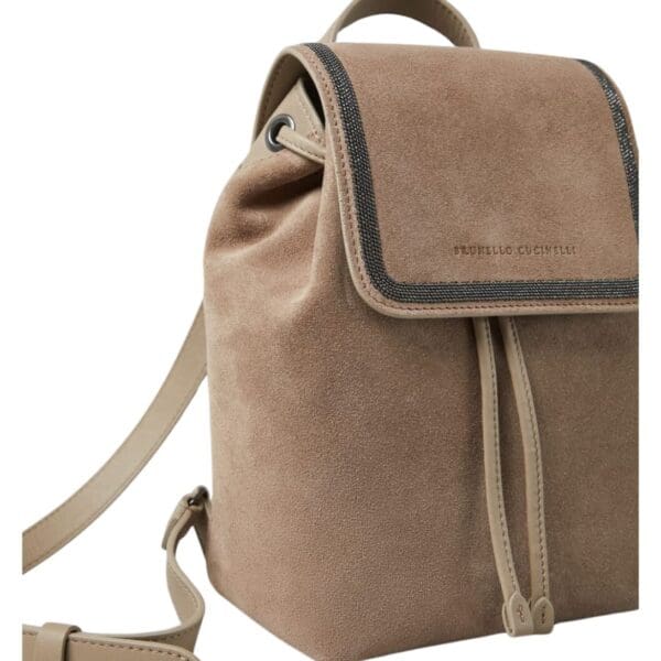 BRUNELLO CUCINELLI SUEDE BACKPACK WITH PRECIOUS CONTOUR