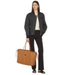 MCM LARGE REVERSIBLE LIZ SHOPPER IN VISETOS COGNAC