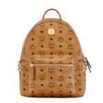 MCM SMALL STARK SIDE STUDS BACKPACK IN VISETOS COGNAC