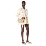 VALENTINO GARAVANI LOCÒ TOILE ICONOGRAPHE RAFFIA SHOULDER BAG