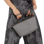 BRUNELLO CUCINELLI TECHNO COTTON RAFFIA BAG WITH SHINY ZIPPER PULL