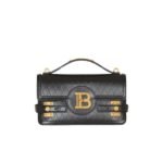 BALMAIN B-BUZZ SHOULDER 24 BAG IN GRID-EMBOSSED CALFSKIN