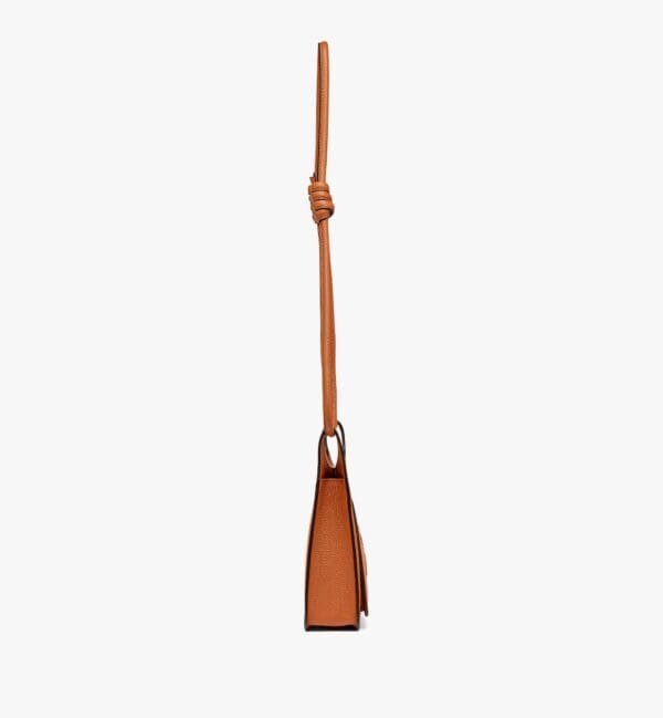 MCM MINI HIMMEL HOBO IN EMBOSSED LOGO LEATHER COGNAC