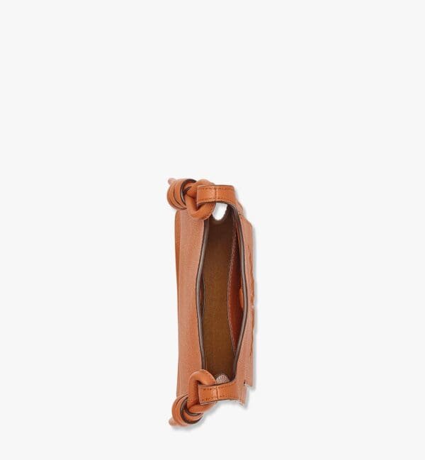 MCM MINI HIMMEL HOBO IN EMBOSSED LOGO LEATHER COGNAC