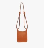 MCM MINI HIMMEL HOBO IN EMBOSSED LOGO LEATHER COGNAC