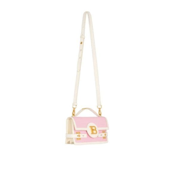 BALMAIN B-BUZZ 24 CANVAS AND LEATHER BAG