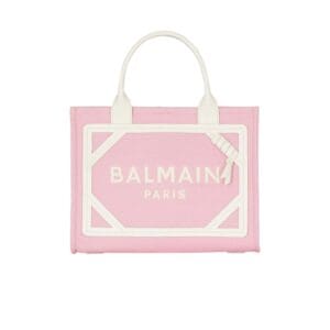 BALMAIN B-ARMY SMALL CANVAS AND LEATHER TOTE BAG
