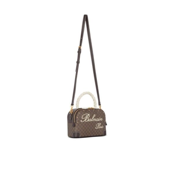 BALMAIN MONOGRAM CANVAS AND LEATHER MAKE UP BAG - Image 2