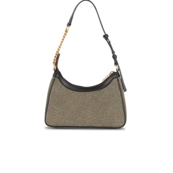 BALMAIN CANVAS B-ARMY HANDBAG WITH LEATHER PANELS