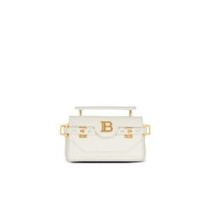 BALMAIN B-BUZZ 19 MONOGRAM GRAINED LEATHER BAG