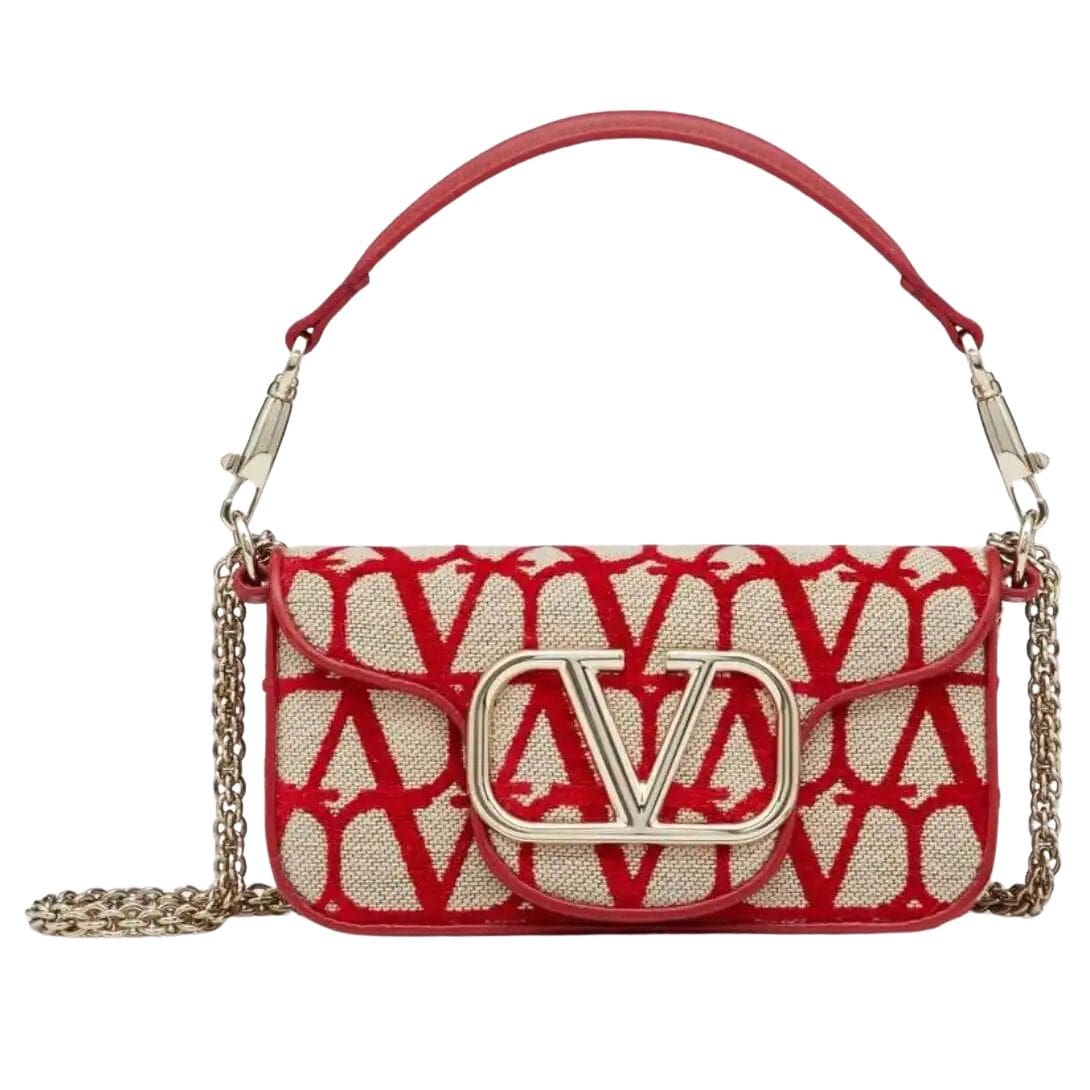 SMALL VALENTINO GARAVANI LOCÒ TOILE ICONOGRAPHE SHOULDER BAG