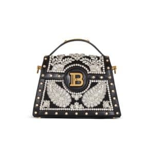 BALMAIN B-BUZZ DYNASTY BAG IN EMBROIDERED SATIN
