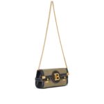 BALMAIN CANVAS B-BUZZ 23 CLUTCH BAG WITH LEATHER PANELS