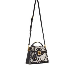 BALMAIN B-BUZZ DYNASTY BAG IN EMBROIDERED SATIN