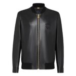 BILLIONAIRE LEATHER BOMBER EMBOSSED CREST