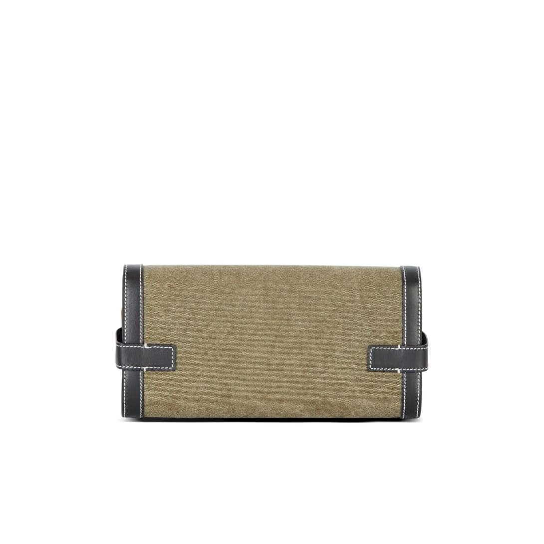 BALMAIN CANVAS B-BUZZ 23 CLUTCH BAG WITH LEATHER PANELS