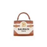 BALMAIN B-BUZZ 22 CANVAS TOP HANDLE BAG WITH LEATHER INSERT