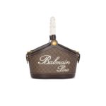 BALMAIN MONOGRAM CANVAS AND LEATHER BUCKET BAG