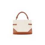 BALMAIN B-BUZZ 22 CANVAS TOP HANDLE BAG WITH LEATHER INSERT