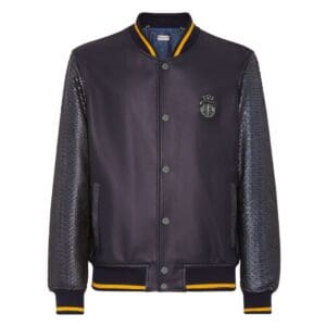 BILLIONAIRE PYTHON LEATHER MIX BOMBER