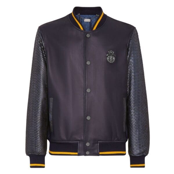 BILLIONAIRE PYTHON LEATHER MIX BOMBER