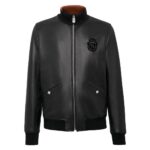 BILLIONAIRE HIGH COLLAR LEATHER BOMBER