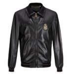 BILLIONAIRE LEATHER BOMBER CREST