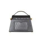 BALMAIN B-BUZZ DYNASTY BAG IN GRID-EMBOSSED CALFSKIN