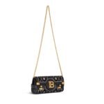 BALMAIN B-BUZZ POUCH 23 SATIN AND CRYSTALS CLUTCH
