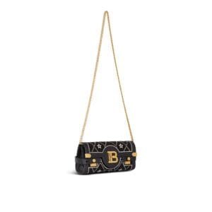 BALMAIN B-BUZZ POUCH 23 SATIN AND CRYSTALS CLUTCH