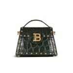 BALMAIN B-BUZZ DYNASTY BAG IN CROCODILE-PRINT LEATHER