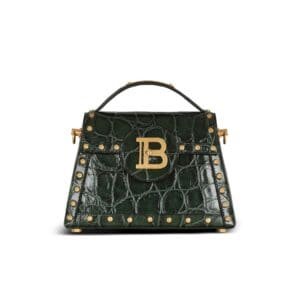 BALMAIN B-BUZZ DYNASTY BAG IN CROCODILE-PRINT LEATHER