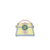 balmain b-buzz dynasty small suede bag with embossed grid motif and embroidery
