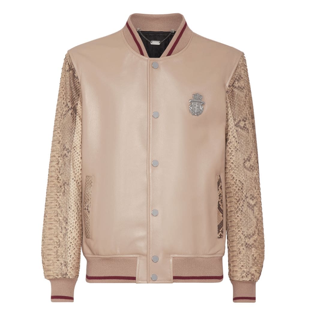 BILLIONAIRE PYTHON LEATHER MIX BOMBER