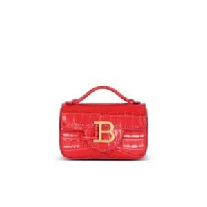 BALMAIN B-BUZZ MINI BAG IN CROCODILE-PRINT LEATHER