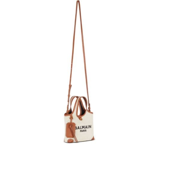 BALMAIN CANVAS AND LEATHER B-ARMY GROCERY BAG - Image 2