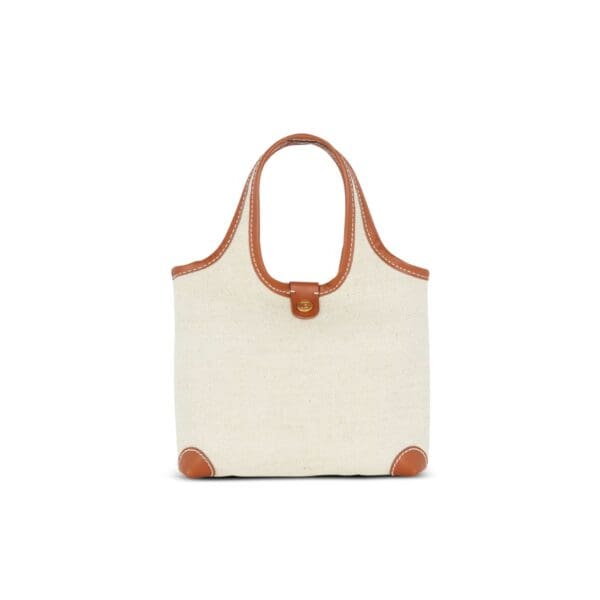 BALMAIN CANVAS AND LEATHER B-ARMY GROCERY BAG