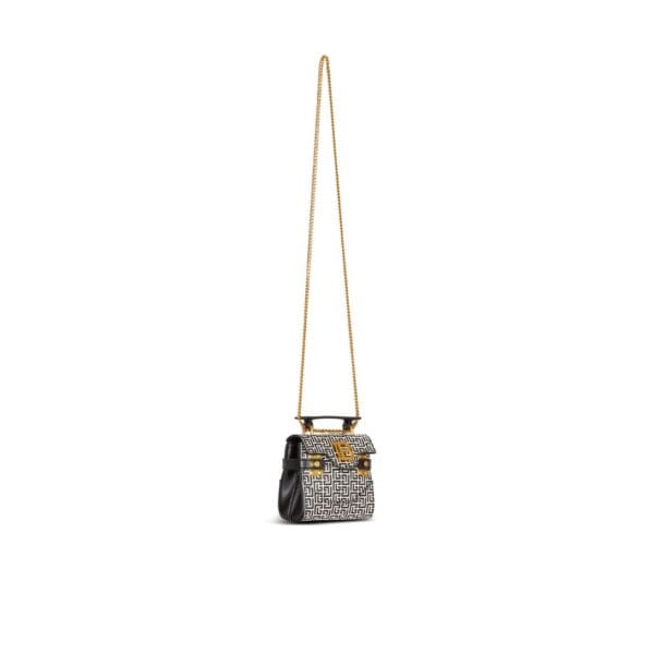 BALMAIN  B-BUZZ MINI 12 BAG IN EMBOSSED CALFSKIN WITH A PB LABYRINTH MONOGRAM - Image 2