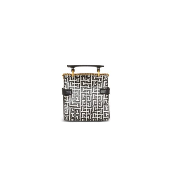 BALMAIN  B-BUZZ MINI 12 BAG IN EMBOSSED CALFSKIN WITH A PB LABYRINTH MONOGRAM - Image 3