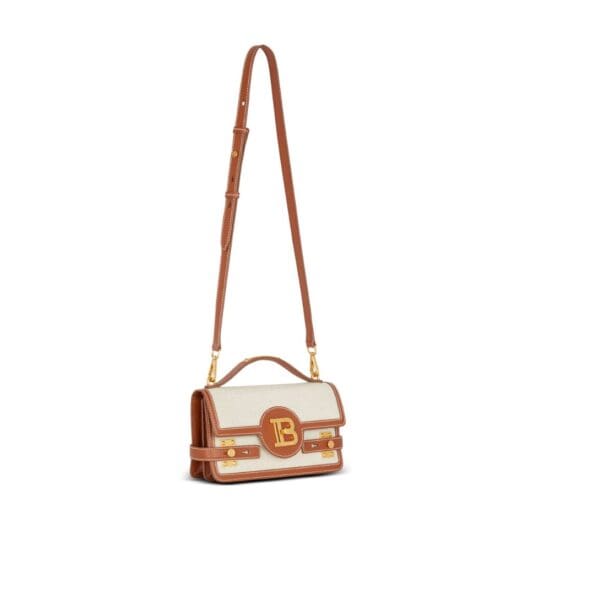 BALMAIN B-BUZZ 24 CANVAS AND LEATHER BAG - Image 3