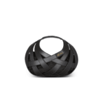 balmain calfskin basket bag with an openwork grid motif black