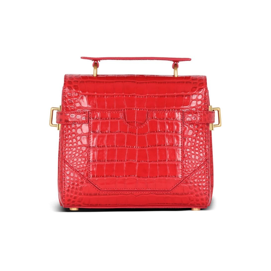 BALMAIN B-BUZZ 23 BAG IN CROCODILE-PRINT LEATHER