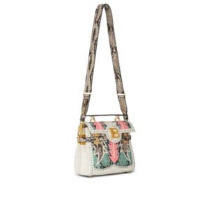 BALMAIN B-BUZZ 23 PATCHWORK LEATHER BAG