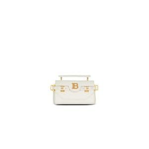 BALMAIN B-BUZZ 19 MONOGRAM GRAINED LEATHER BAG