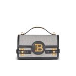 BALMAIN B-BUZZ 24 CANVAS AND LEATHER BAG