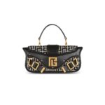 BALMAIN BLAZE LEATHER CLUTCH BAG WITH JACQUARD MONOGRAM