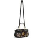 BALMAIN BLAZE LEATHER CLUTCH BAG WITH JACQUARD MONOGRAM
