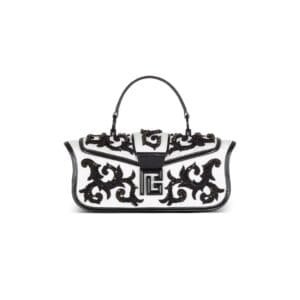 BALMAIN BLAZE POUCH SATIN BAG WITH BAROQUE EMBROIDERY