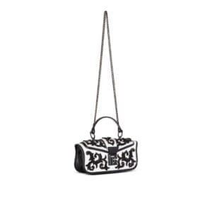 BALMAIN BLAZE POUCH SATIN BAG WITH BAROQUE EMBROIDERY