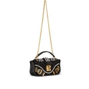 BALMAIN BLAZE POUCH BAG IN BEADED LEATHER